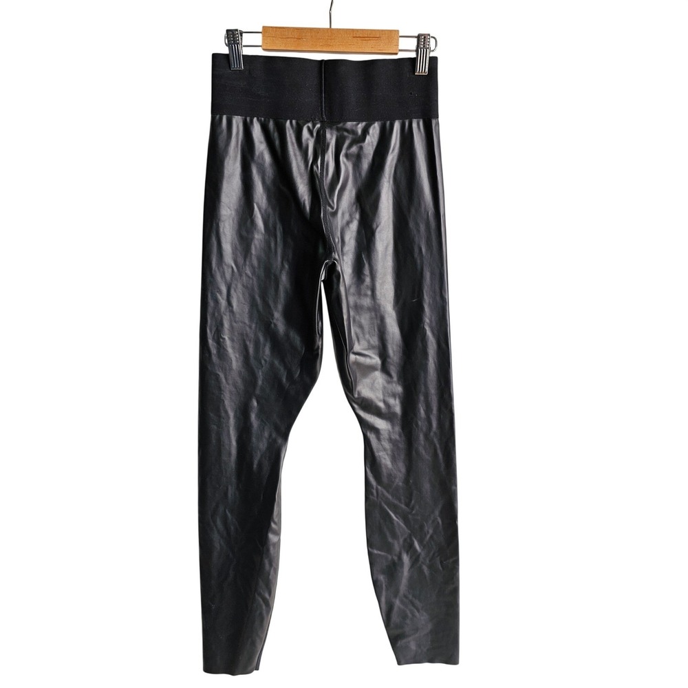 Good American Black Faux Leather‎ Leggings Pull On  Elastic Waist  Hi-Rise Sz. 2